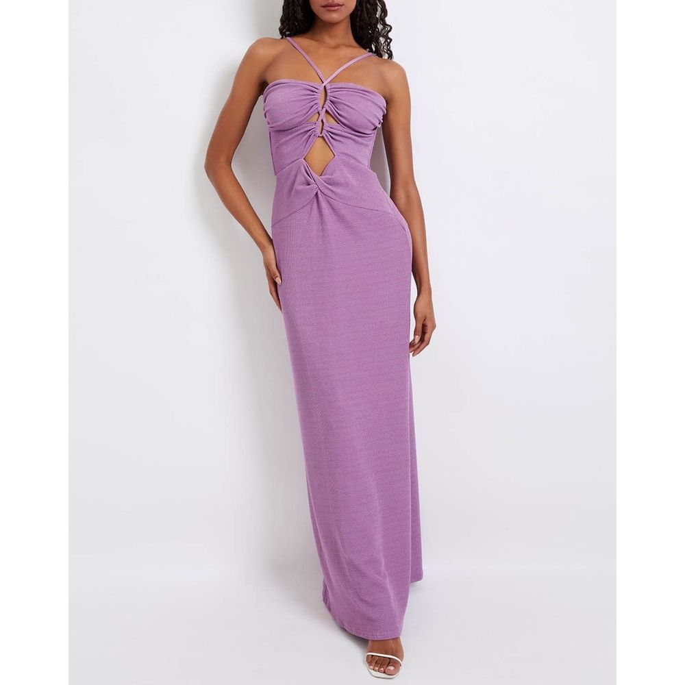 PATBO STRETCH KNIT LACE-UP MAXI DRESS